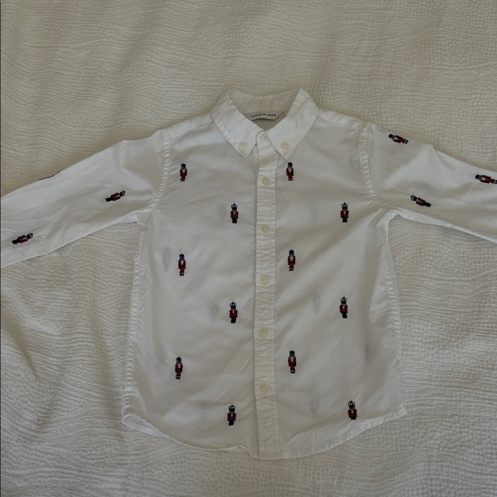 Janie and Jack White Nutcracker Embroidered Shirt